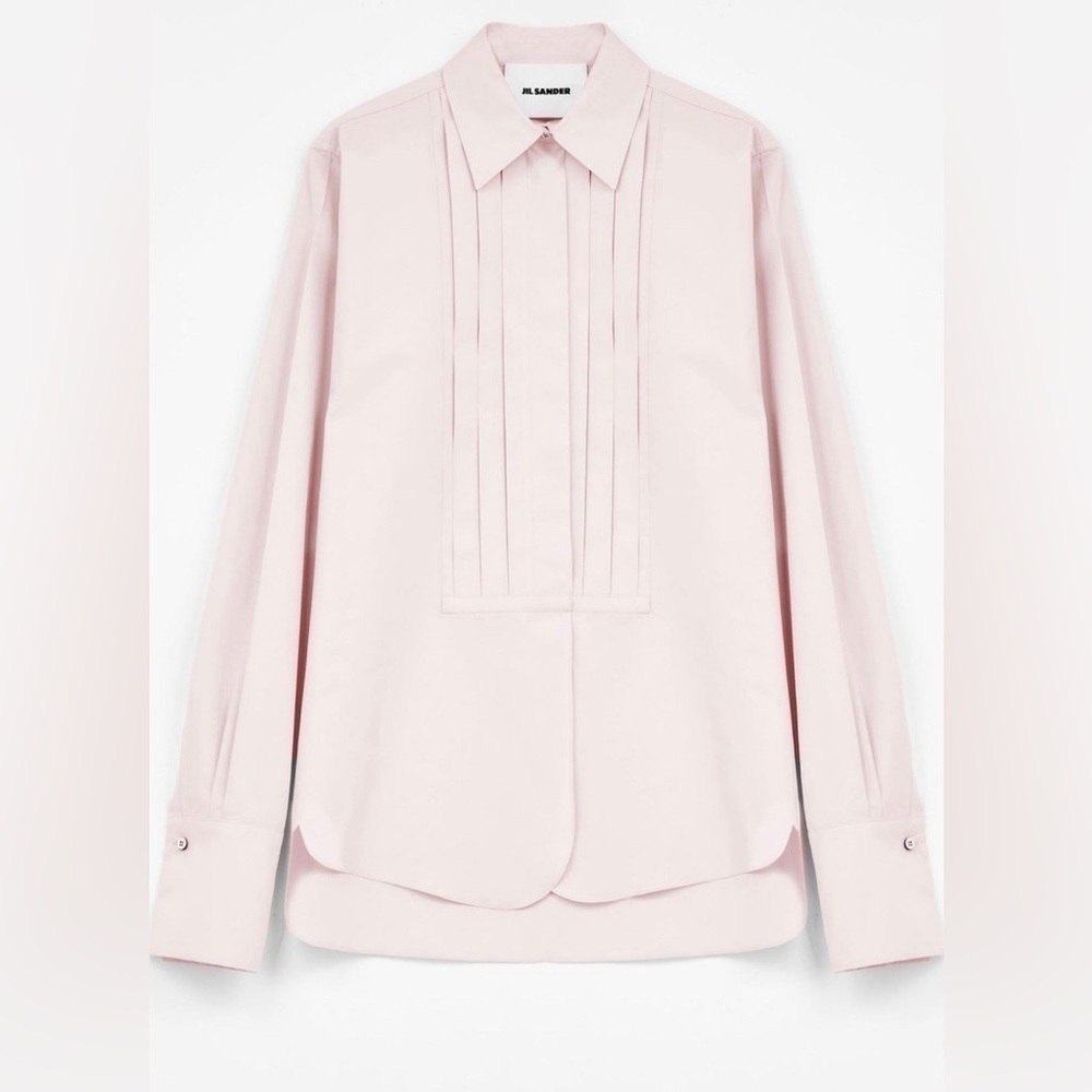 Jil Sander Pleated Cotton Shirt in Rose NWT
